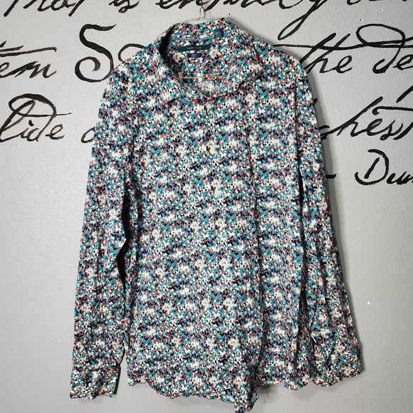 Perry Ellis Slim Fit Stretch Men's Shirt Button Down Multicolor, XXL - Picture 1 of 5